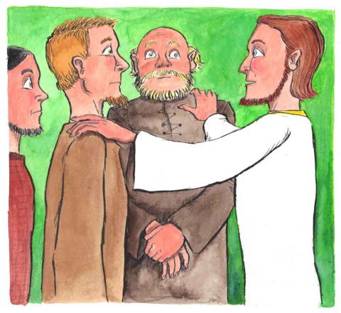 Jesus verabscheidet sich von seinen Freunden